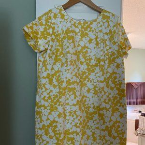 Talbots Yellow and White Floral Midi Sheath Dress